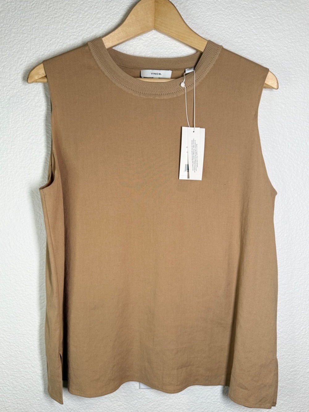 Vince Sleeveless Tank Top in Camel Brown